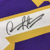 Framed Autographed/Signed Dennis Rodman 35x39 Los Angeles LA Purple Basketball Jersey JSA COA