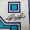 Framed Autographed/Signed Ronaldo Nazario 35x39 FC Barcelona 1996-97 Teal Soccer Jersey Beckett BAS COA