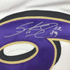Autographed/Signed Steve Smith Sr. Baltimore White Football Jersey JSA COA