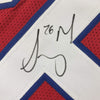 Framed Autographed/Signed Sony Michel 35x39 New England Red Football Jersey JSA COA