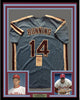 Framed Autographed/Signed Jim Bunning HOF 96  35x39 Philadelphia Phillies Blue Baseball Jersey JSA COA