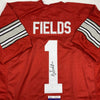 Autographed/Signed Justin Fields Ohio State Red College Football Jersey JSA COA
