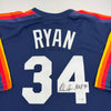 Framed Autographed/Signed Nolan Ryan 35x39 "HOF 99" Houston Astros Authentic Mitchell & Ness Blue Baseball Jersey Fanatics COA