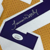 Framed Autographed/Signed James Worthy 35x39 Los Angeles LA Yellow Basketball Jersey JSA COA