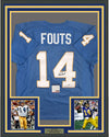 Framed Autographed/Signed Dan Fouts 35x39 San Diego Powder Blue Football Jersey PSA/DNA COA