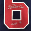 Framed Autographed/Signed Bobby Cox HOF 14 35x39 Atlanta Blue Baseball Jersey JSA COA