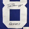 Framed Autographed/Signed Drew Pearson ROH 2011 35x39 Dallas Blue Football Jersey JSA COA