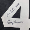 Autographed/Signed Andy Russell 2x SB Champs Pittsburgh Black Football Jersey JSA COA