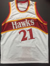 Autographed/Signed Dominique Wilkins Atlanta Hawks White Stat Basketball Jersey JSA COA