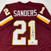 Framed Autographed/Signed Deion Sanders 35x39 Washington Burgundy Football Jersey Beckett BAS COA
