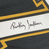Framed Autographed/Signed Rickey Jackson 35x39 New Orleans Black Football Jersey Beckett BAS COA