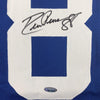 Framed Autographed/Signed Drew Pearson 35x39 Dallas Blue Football Jersey Tristar COA Holo Only
