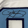 Framed Autographed/Signed Lawrence Taylor 35x39 North Carolina UNC White College Football Jersey JSA COA