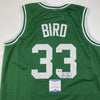 Autographed/Signed Larry Bird Boston Green Basketball Jersey Beckett BAS COA