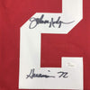 Framed Autographed/Signed Johnny Rodgers Heisman 72 35x39 Nebraska Cornhuskers Red Football Jersey JSA COA