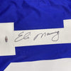 Framed Autographed/Signed Eli Manning 35x39 New York Blue Football Jersey Steiner Sports COA Hologram Only