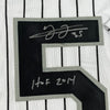 Framed Autographed/Signed Frank Thomas HOF 2014 35x39 Chicago Pinstripe Baseball Jersey JSA COA
