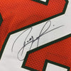 Framed Autographed/Signed Ray Lewis 35x39 Miami Orange College Football Jersey PSA/DNA COA