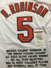 Autographed/Signed Brooks Robinson Inscribed HOF 83  Baltimore Orioles White Stat Baseball Jersey JSA COA