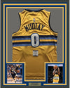 Framed Autographed/Signed Emmanuel Mudiay 35x39 Denver Yellow Basketball Jersey Beckett BAS COA