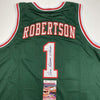 Autographed/Signed Oscar Robertson 71 Champs Milwaukee Green Basketball Jersey JSA COA