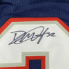 Framed Autographed/Signed Devin McCourty 35x39 New England Blue Football Jersey JSA COA