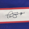 Autographed/Signed Phil Simms New York Blue Football Jersey JSA COA