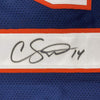 Framed Autographed/Signed Courtland Sutton 35x39 Denver Blue Football Jersey PSA/DNA COA