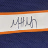 Framed Autographed/Signed Matt Nagy 35x39 Coach Chicago Blue Football Jersey Beckett BAS COA