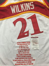 Autographed/Signed Dominique Wilkins Atlanta Hawks White Stat Basketball Jersey JSA COA