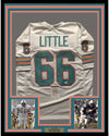 Framed Autographed/Signed Larry Little HOF 93  35x39 Miami Dolphins White Football Jersey JSA COA