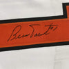 Framed Autographed/Signed Bernie Parent 35x39 Philadelphia White Hockey Jersey JSA COA