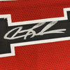 Framed Autographed/Signed Dennis Rodman 35x39 Chicago Split Red/Black Basketball Jersey Beckett BAS COA