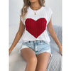 Women’s Heart Color Block Knit Top – Casual Sleeveless Valentine Tank by FitiqueFit