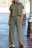 White Raw Hem Loose Tee and Wide Leg Pants Set
