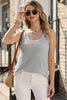 Black Scoop Neck Waffle Knit Splicing Flowy Vest