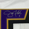 Framed Autographed/Signed Joe Flacco 35x39 Baltimore White Football Jersey JSA COA