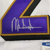 Framed Autographed/Signed Mark Ingram II 35x39 Baltimore White Football Jersey Beckett BAS COA