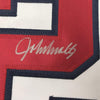 Framed Autographed/Signed John Smoltz 35x39 Atlanta White Baseball Jersey JSA COA