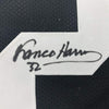 Framed Autographed/Signed Franco Harris 35x39 Pittsburgh Black Football Jersey JSA COA