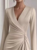 Front Ruched V-Neck Long Sleeve Dress by Wild and Free Boutique
