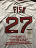 Autographed/Signed Carlton Fisk Boston White Stat Baseball Jersey JSA COA