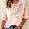 Women's Floral Print Three-Quarter Sleeve Shirt – Relaxed Retro by FitiqueFit