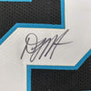 Framed Autographed/Signed DJ D.J. Moore 35x39 Carolina Black Football Jersey JSA COA