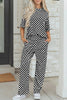 Rose Checkered Print Half Sleeve Tee 2pcs Lounge Pant Set by Wild and Free Boutique