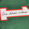 Framed Autographed/Signed Oscar Robertson 71 Champs 35x39 Milwaukee Green Basketball Jersey JSA COA
