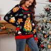 Loose Casual Women’s Christmas Tree Contrast-Color Jacquard Sweater by FitiqueFit