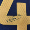 Framed Autographed/Signed Donovan Mitchell 35x39 Utah Blue Basketball Jersey PSA/DNA COA