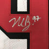 Framed Autographed/Signed Nick Bosa 35x39 San Francisco White Football Jersey JSA COA