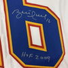 Autographed/Signed Brett Hull HOF 2009 St. Louis Retro White Hockey Jersey JSA COA